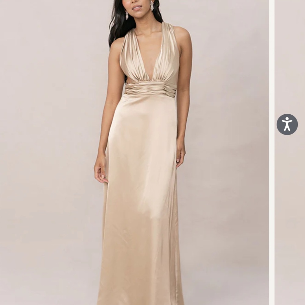 Revelry Dylan Satin Dress Gold Champange